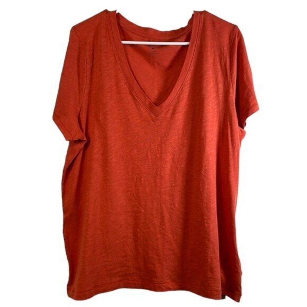 Plus Size Madewell V-Neck Pullover Orange Shirt Size XL NWT #0455-LA